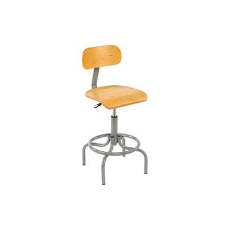 Global Industrial Swivel Stool With Pneumatic Height Adjustment, Wooden 240150